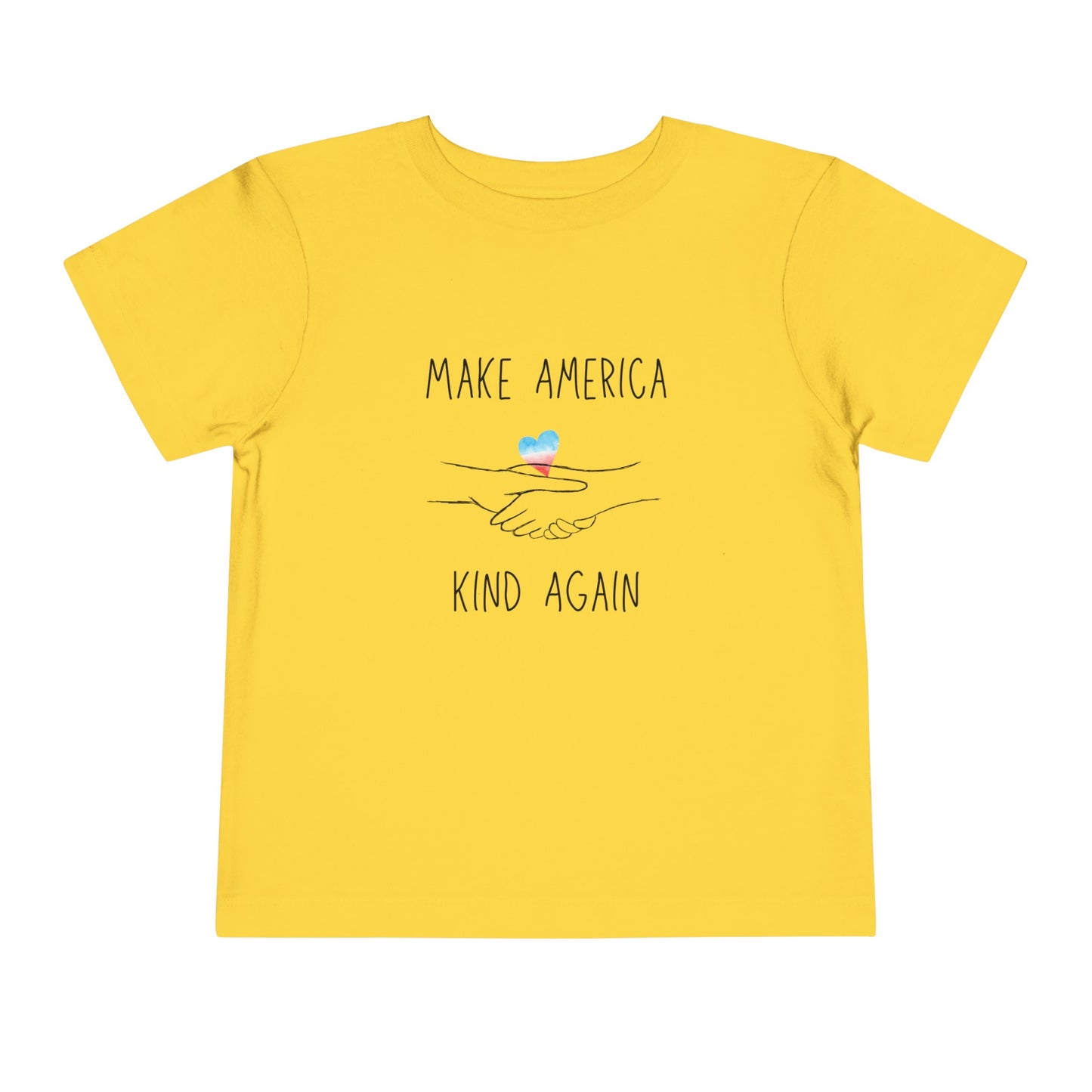 "Make America Kind Again"™ Cotton Toddler T-Shirt with Watercolor Heart