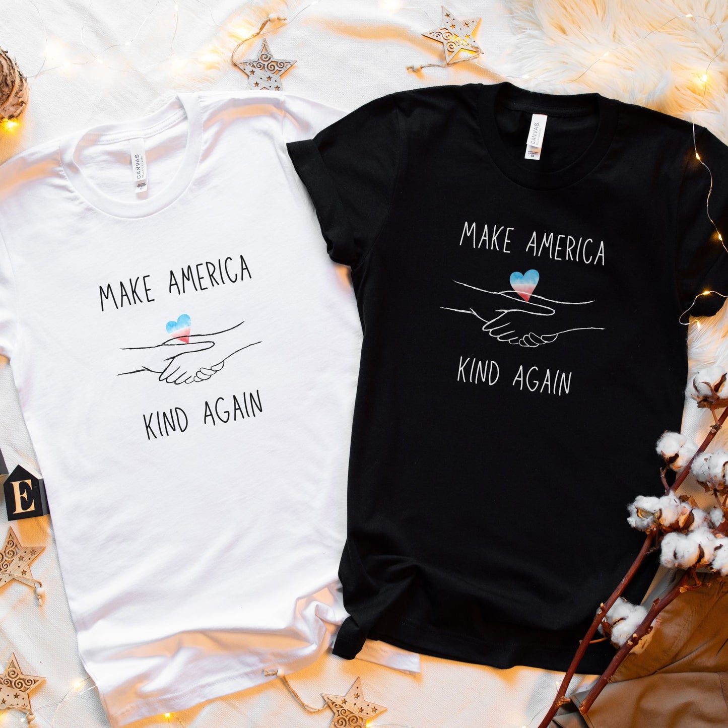 “Make America Kind Again”™ with Watercolor Heart Adult Unisex T-Shirt