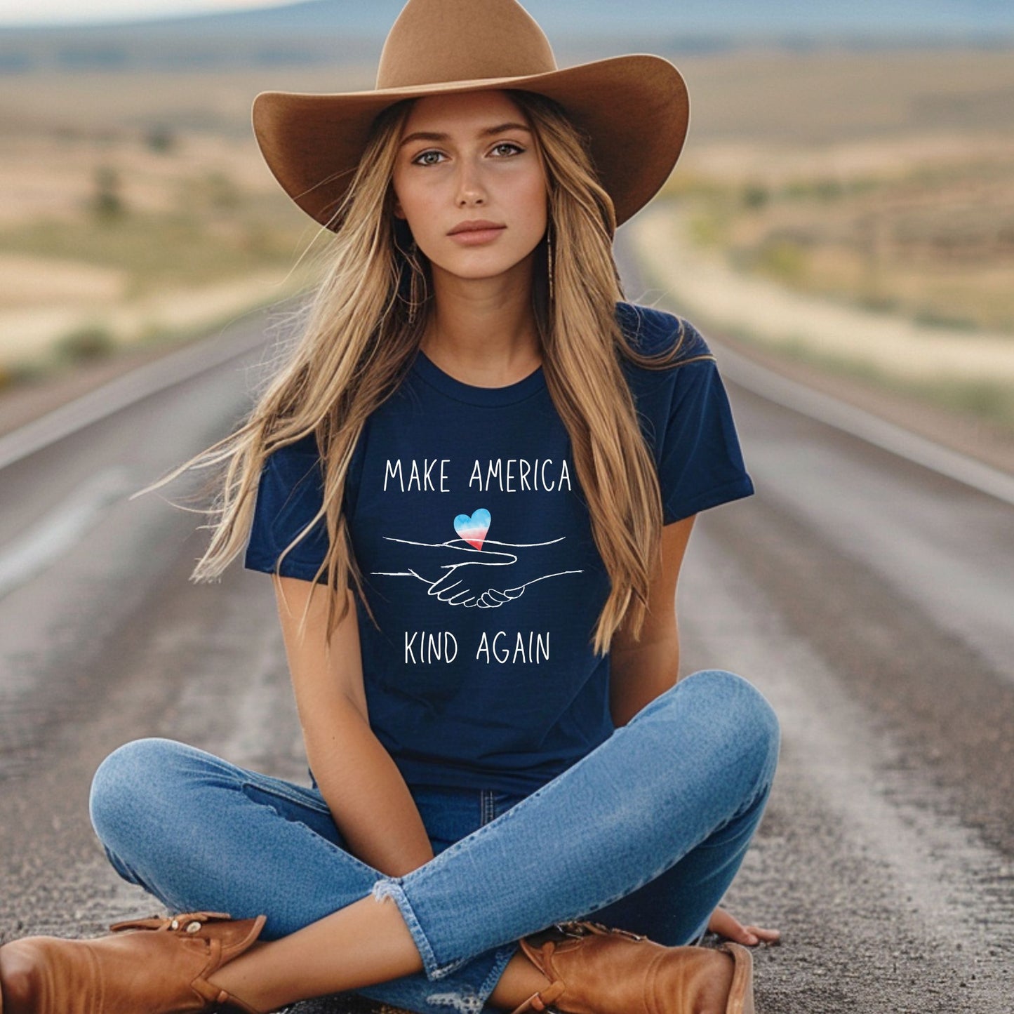 “Make America Kind Again”™ with Watercolor Heart Adult Unisex T-Shirt