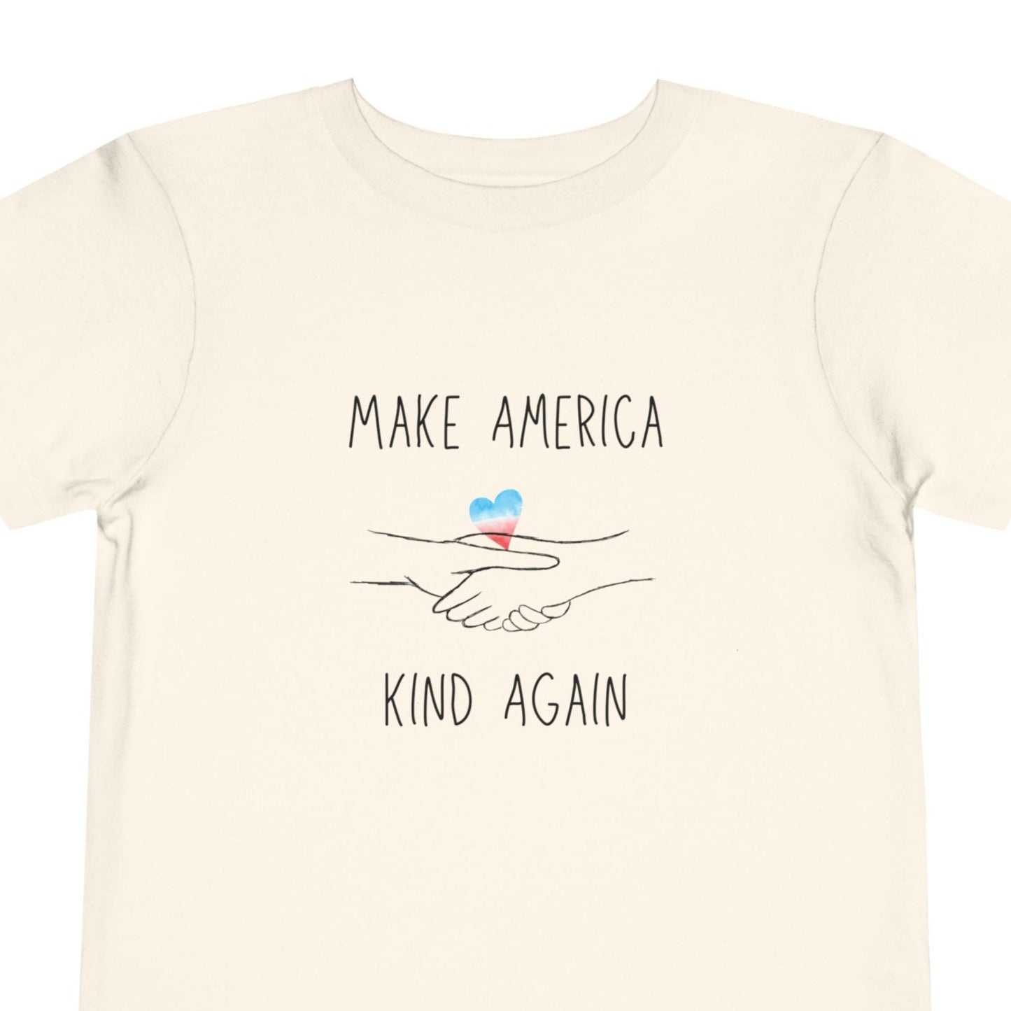 "Make America Kind Again"™ Cotton Toddler T-Shirt with Watercolor Heart