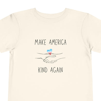 "Make America Kind Again"™ Cotton Toddler T-Shirt with Watercolor Heart
