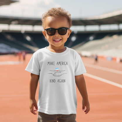 "Make America Kind Again"™ Cotton Toddler T-Shirt with Watercolor Heart